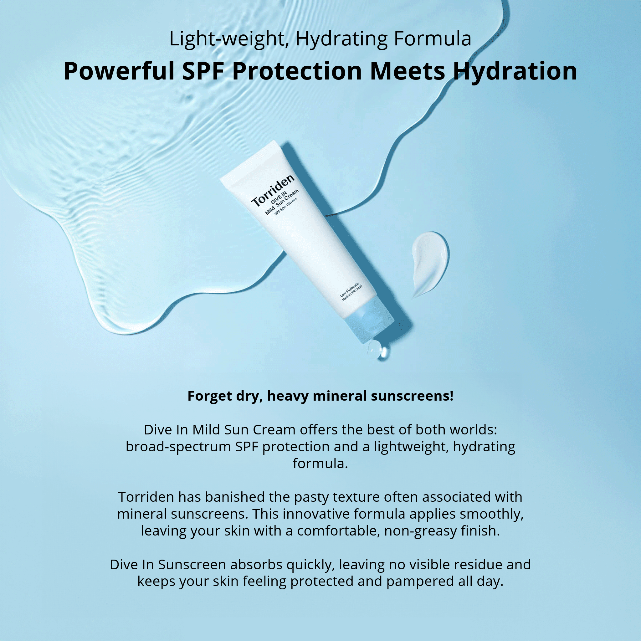 Torriden DIVE IN Mild Sunscreen SPF50+ PA++++