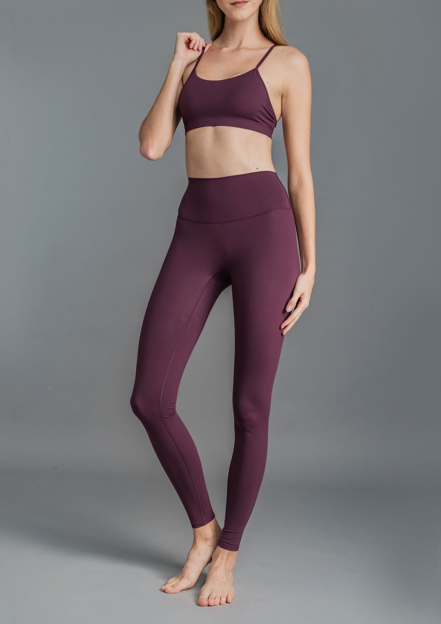burgundy light supports bra and legging set