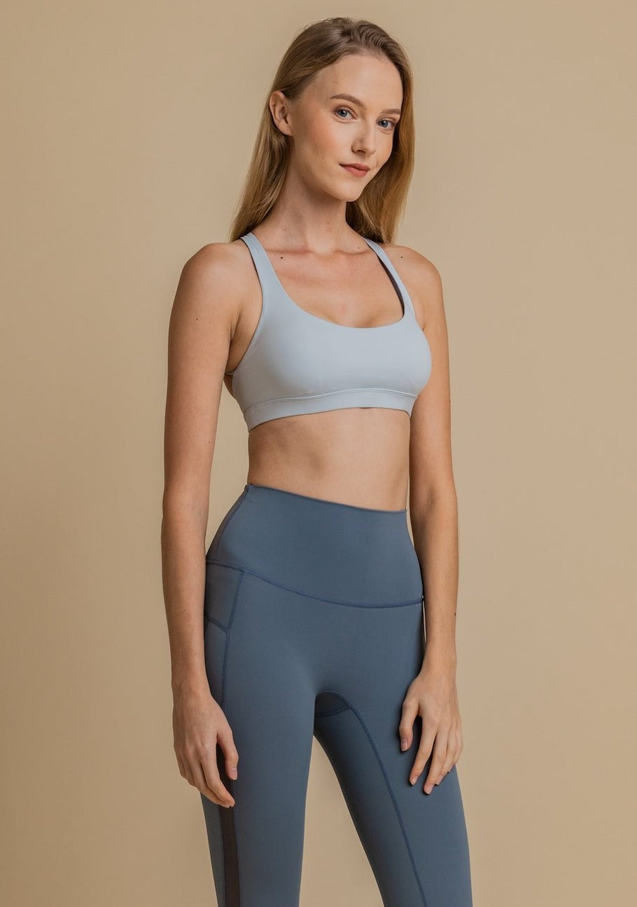 light blue grey comfortable sports bra