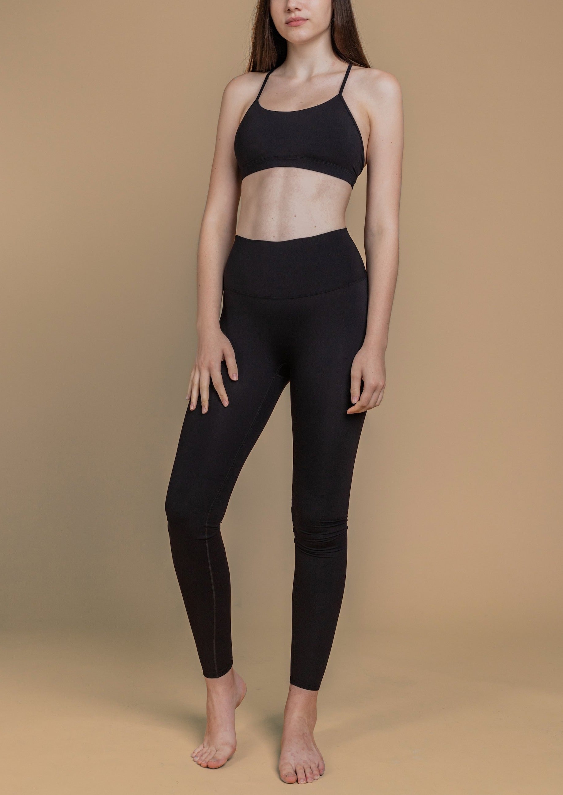 Black yoga legging and sports bra