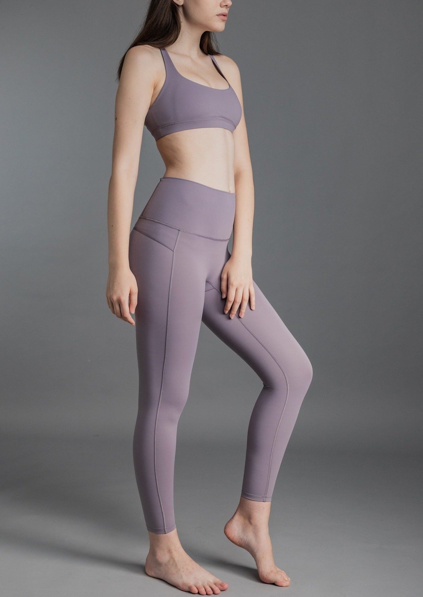 lilac yoga legging and bra set